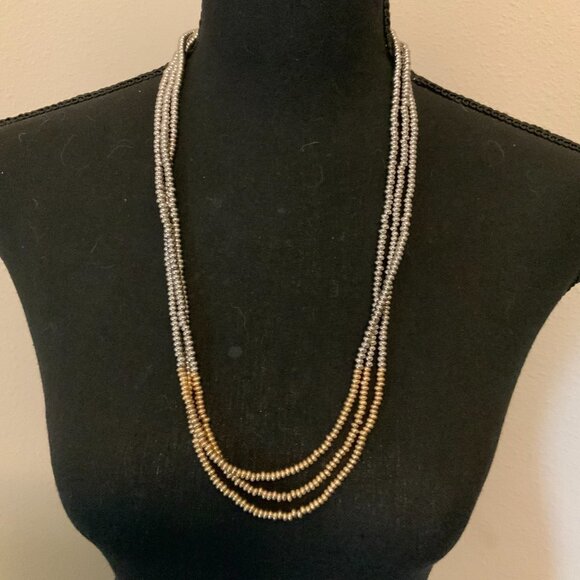 Lucky Brand Multi Strands Beaded Gold & Silver Tone Necklace - Picture 3 of 5
